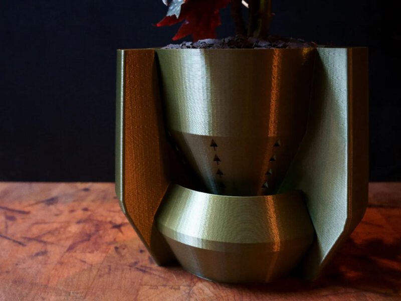 Handgemaakte spiraalvormige vaas of plantenhouder in art deco stijl - Afbeelding 3