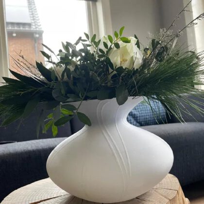 Geribbelde vaas met brede bodem