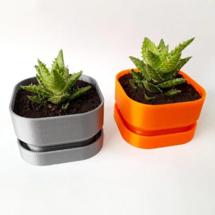 Maceta Cuadrada Con Drenaje De Agua - Square Flower Pot With Water Drainage