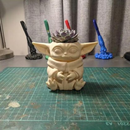 Baby Yoda Inspired Planter pot – Sitting Grogu Pot vase decoration