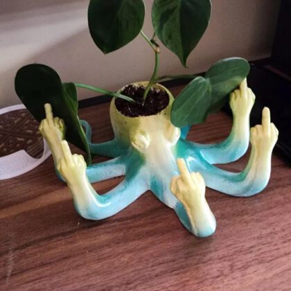Rude Octopus planter with drain holes