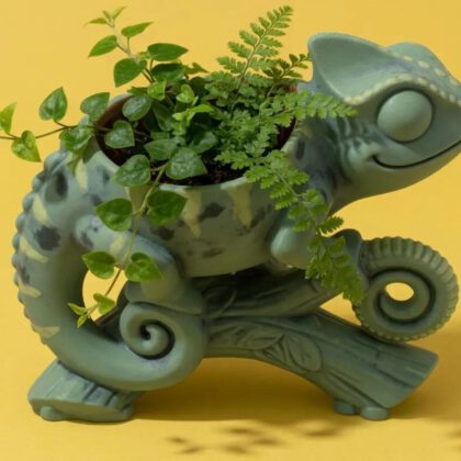 Chameleon Plant Pot Cute Reptile Planter Indoor Succulent Holder