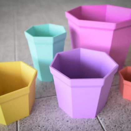 Heptagon Flower Pot in Various Sizes