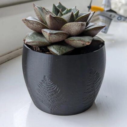 Embossed fern texture plant pot, planter
