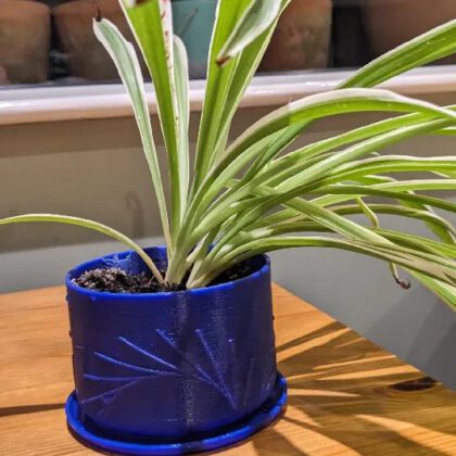 Sun pattern plant pot with tray